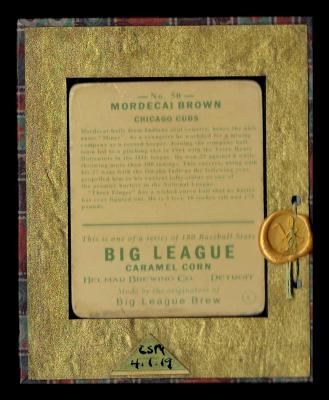 Picture, Helmar Brewing, R319-Helmar Card # 50, Mordecai BROWN (HOF), Waist up, white uniform, Chicago Cubs